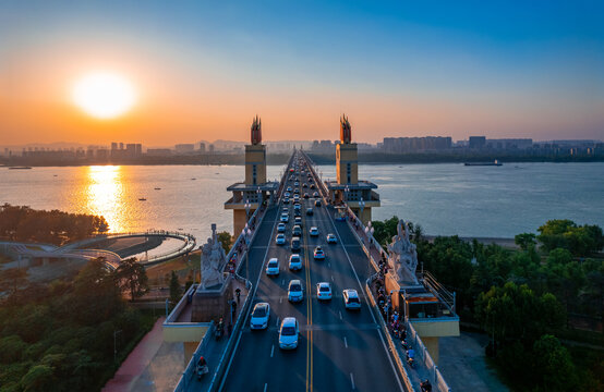 南京长江大桥航拍风光