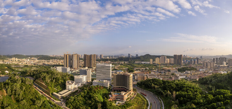 山林城市树木建筑HDR全景图