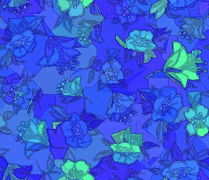 蓝色意大利风格花朵