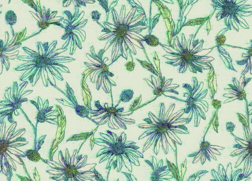 手繪筆觸花紋刺繡