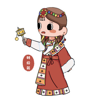 藏族女孩轉(zhuǎn)經(jīng)筒