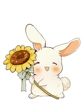 兔子抱著菊花