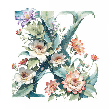 水彩裝飾字母設(shè)計(jì)X