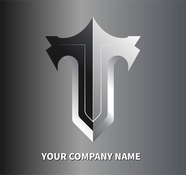 字母T箭頭金屬LOGO圖形
