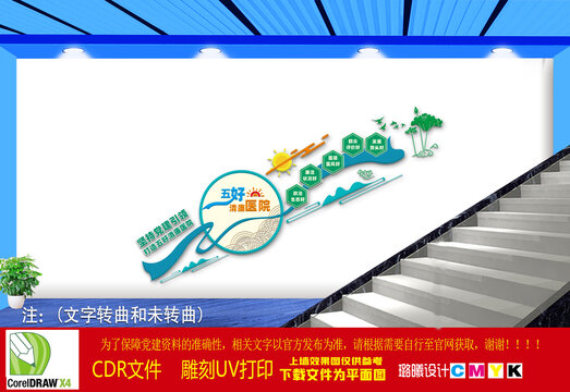 五好清廉醫(yī)院樓梯文化墻