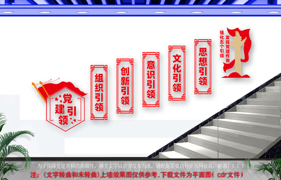 五個(gè)引領(lǐng)樓梯文化墻
