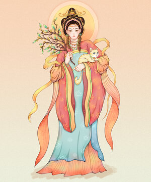 嫦娥桂花仙子古風(fēng)美女人物插畫