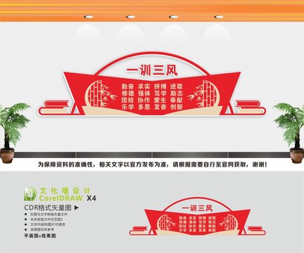一訓三風文化宣傳墻
