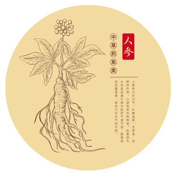 人參手繪版畫