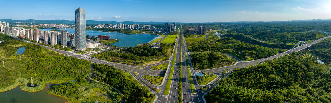 天府新区科学城写字楼道路全景