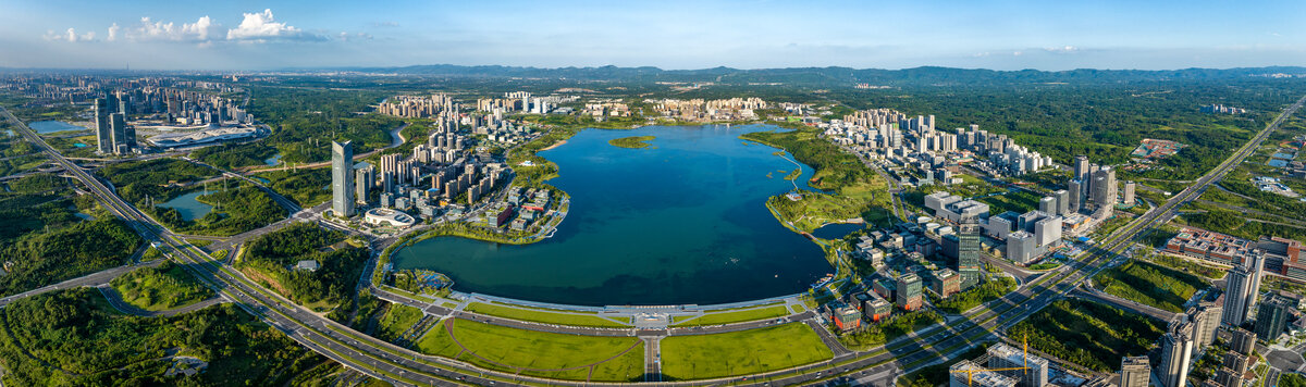 天府新区兴隆湖高空俯瞰图