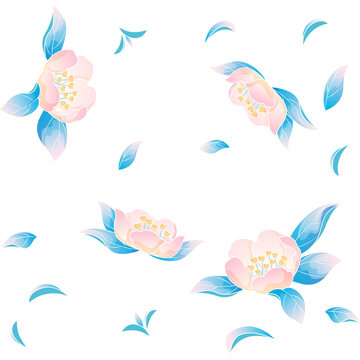 茶花花卉元素花纹图案