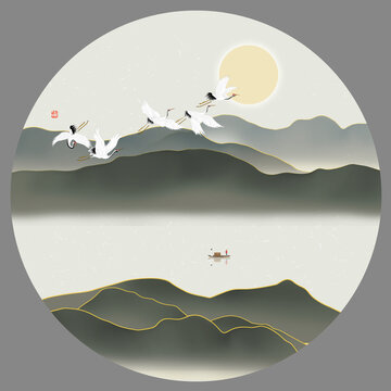 圓形山水畫