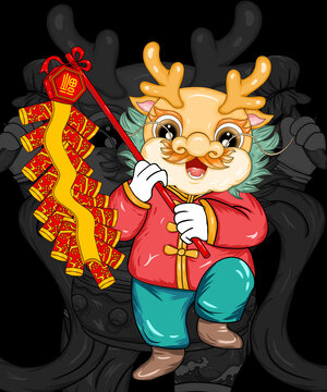 龍年手繪國潮插畫
