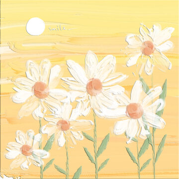 油畫清新小雛菊