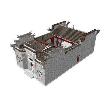 传统民居轴测效果图