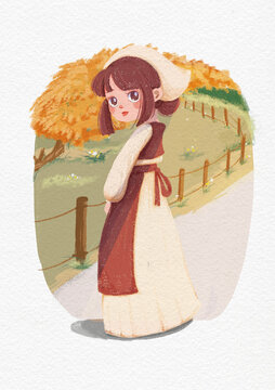 豐收季女孩