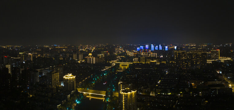 杭州大运河武林门西湖广场夜景