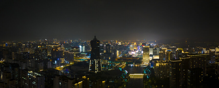 杭州大运河武林门西湖广场夜景