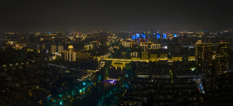 杭州大运河武林门西湖广场夜景