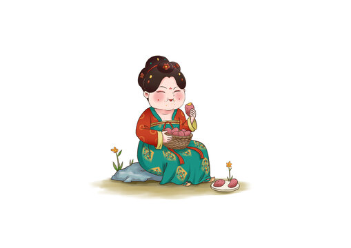 唐朝美人紅薯插畫(huà)