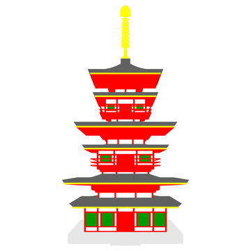 日本塔立面插画图