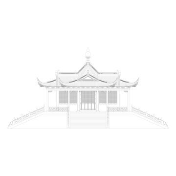 園林古建正立面線稿圖