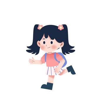 教育開學(xué)小女孩上學(xué)去了