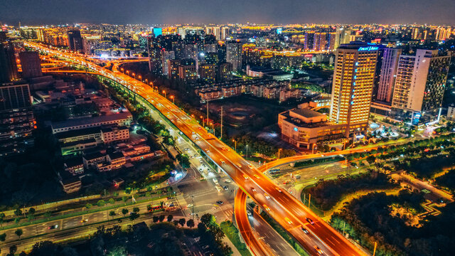 宁波机场高架夜景