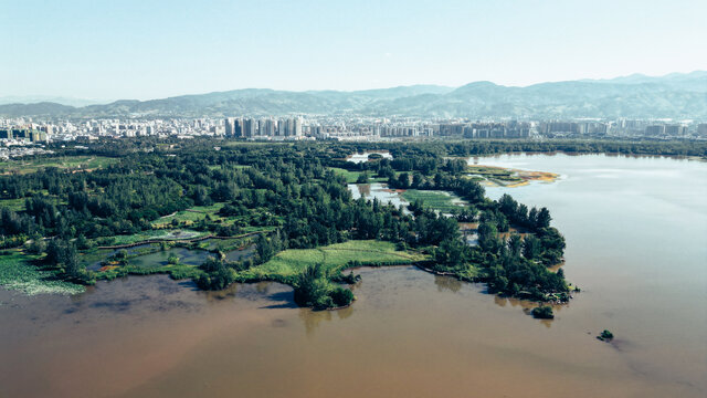 四川西昌邛海湿地公园航拍