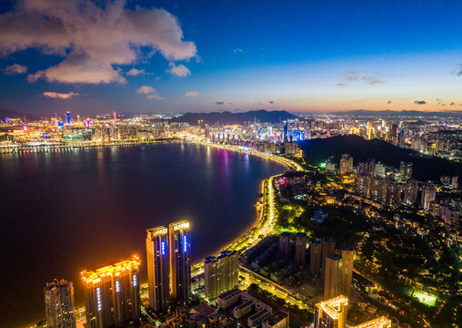 珠海情侣路滨海城市夜景