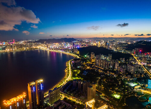 珠海情侣路滨海城市夜景