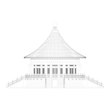 地壇正立面線稿圖