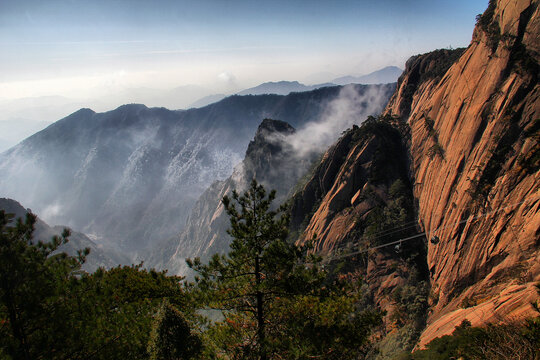 黄山山峰奇峰黄山山峦