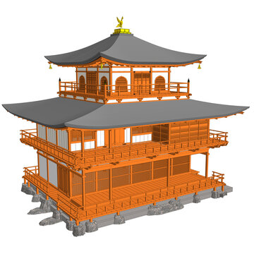 日式園林建筑鳥瞰效果圖
