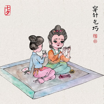 七夕穿針乞巧