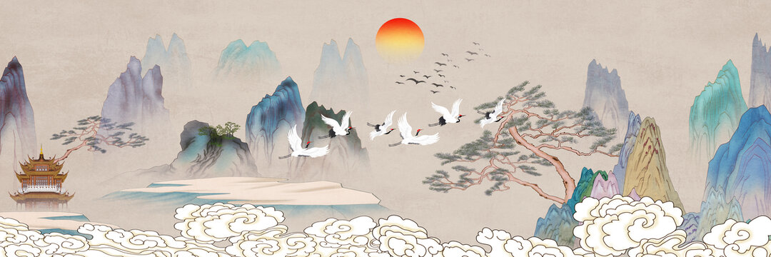 仿古山水畫
