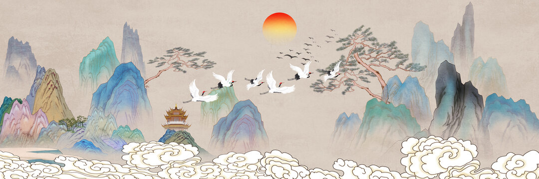 傳統(tǒng)古風(fēng)山水畫