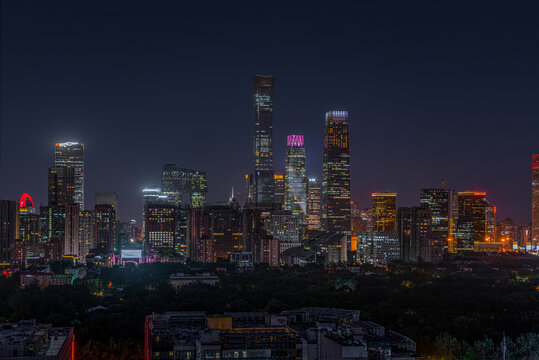 北京国贸cbd地标建筑夜景