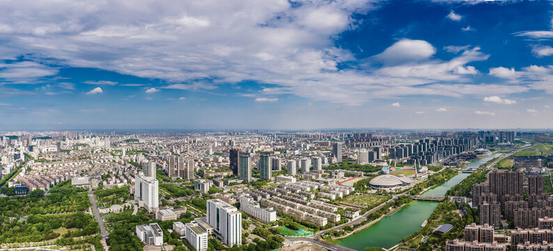 宁波慈溪市城市风光全景