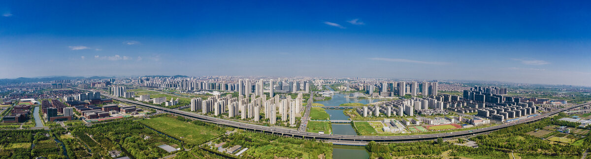 宁波慈溪市城市风光全景