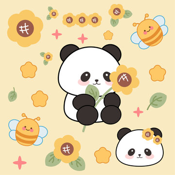 熊貓向日葵貼紙