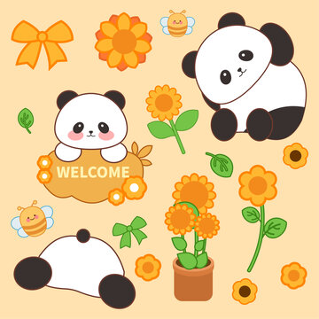 熊貓向日葵貼紙