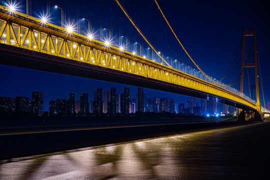 夜景长江大硚城市路桥
