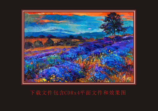 油畫風(fēng)景裝飾畫底紋條紋