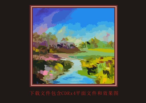 油画装饰画泼墨风景画