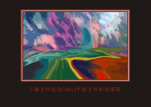 色块渐变花纹装饰画挂画