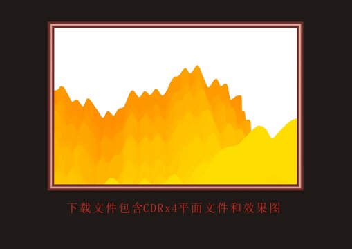 油画山峰条纹底纹泼墨装饰画