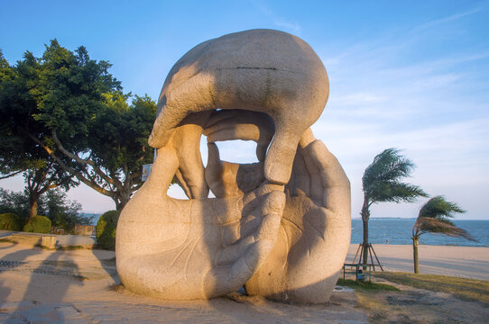 一国两制沙滩景点雕塑