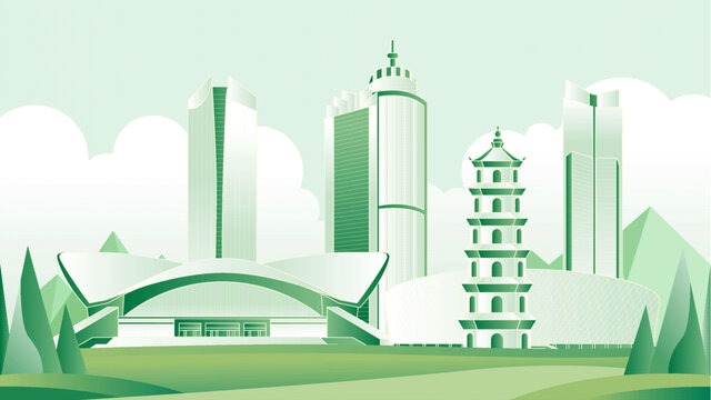 惠州綠色旅游城市插畫
